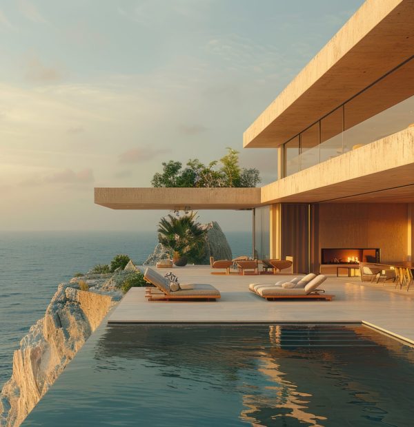 Modern Villa on Cliffside with Ocean View